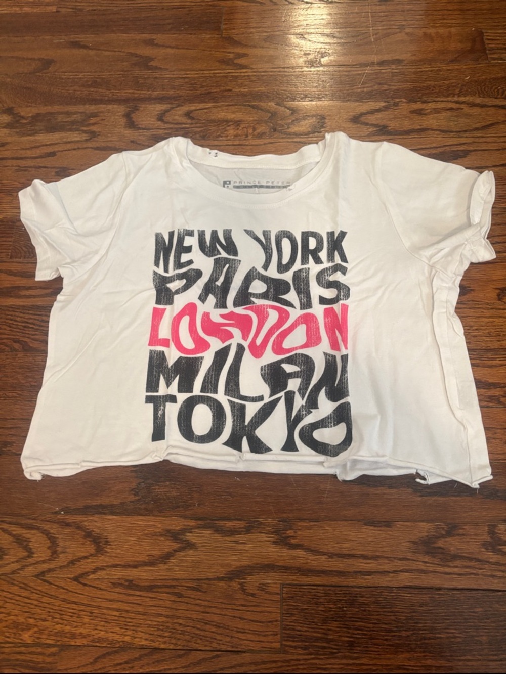 Prince Peter Collection Junior Girls White Short Sleeve Tee Size Small